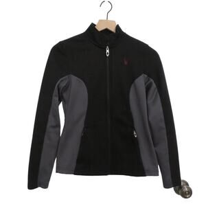 Spyder Womens Sz S Black Gray  Full Zip Core Sweater Jacket Comfortable Jacket